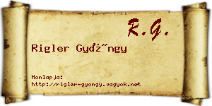 Rigler Gyöngy névjegykártya